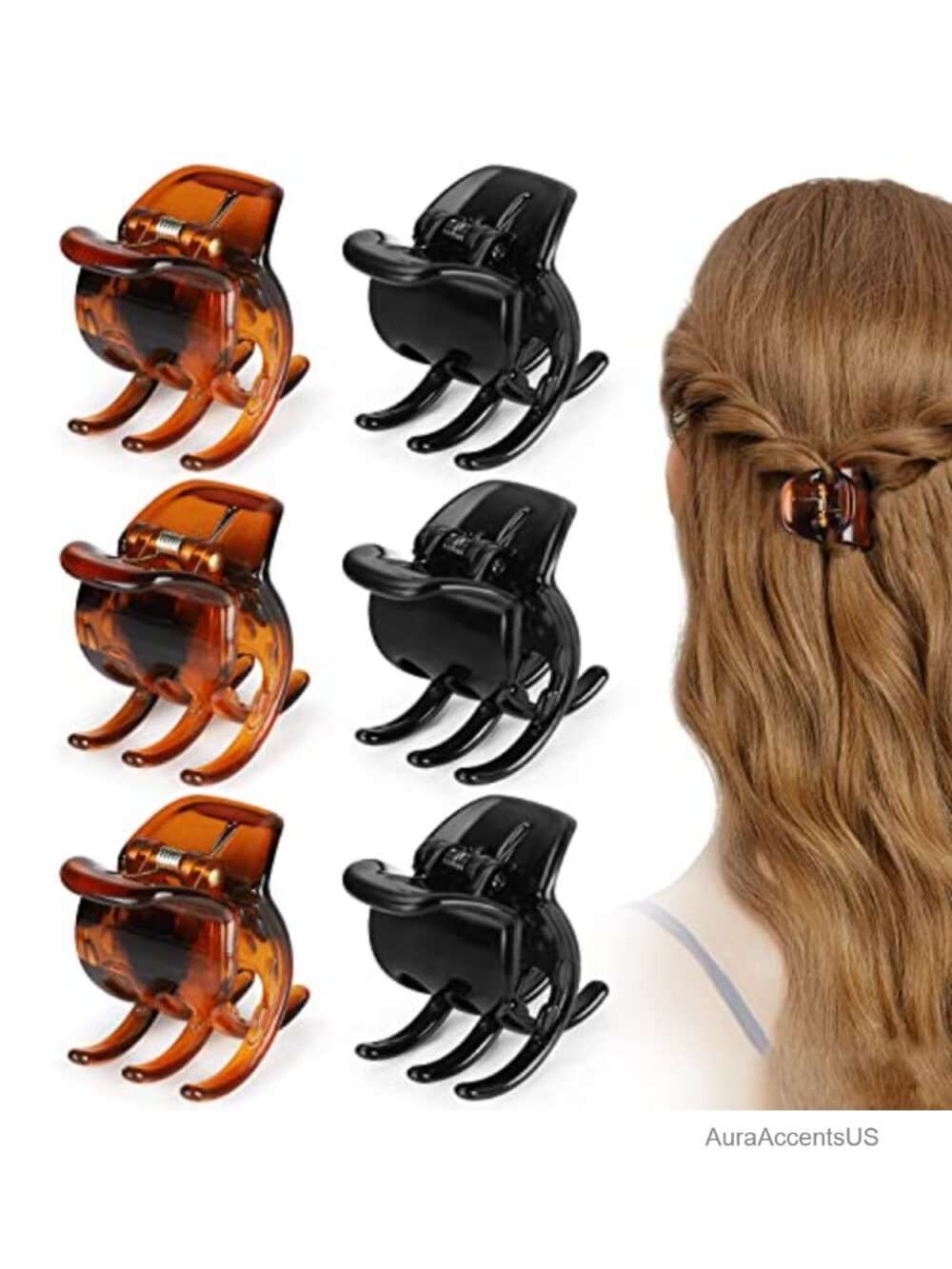 6 Pack Hair Claw Clips 1.3 Inch Acrylic Resin Jaw Clips for Medium Thick Hair